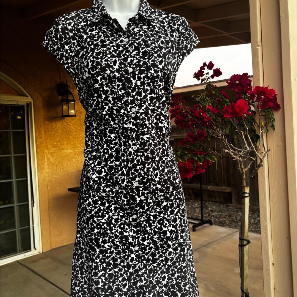 Tommy Hilfiger Black and White Sheath Midi Dress